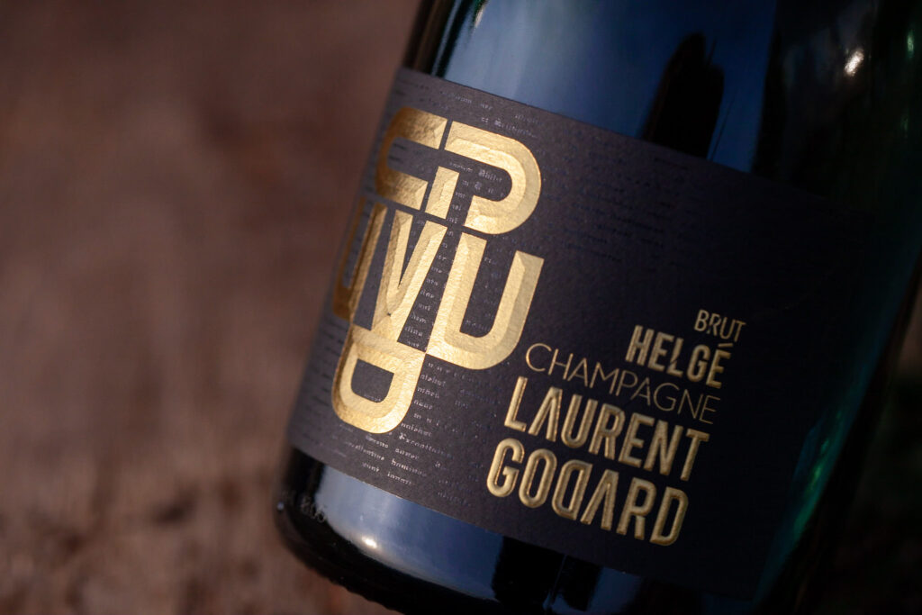 L'étiquette de la cuvée de prestige Helgé du Champagne Laurent Godard